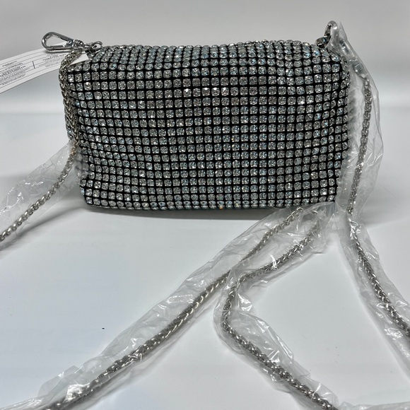 Urban Expressions Rhinestone Embellished Silver Bag NWT - Picture 9 of 13